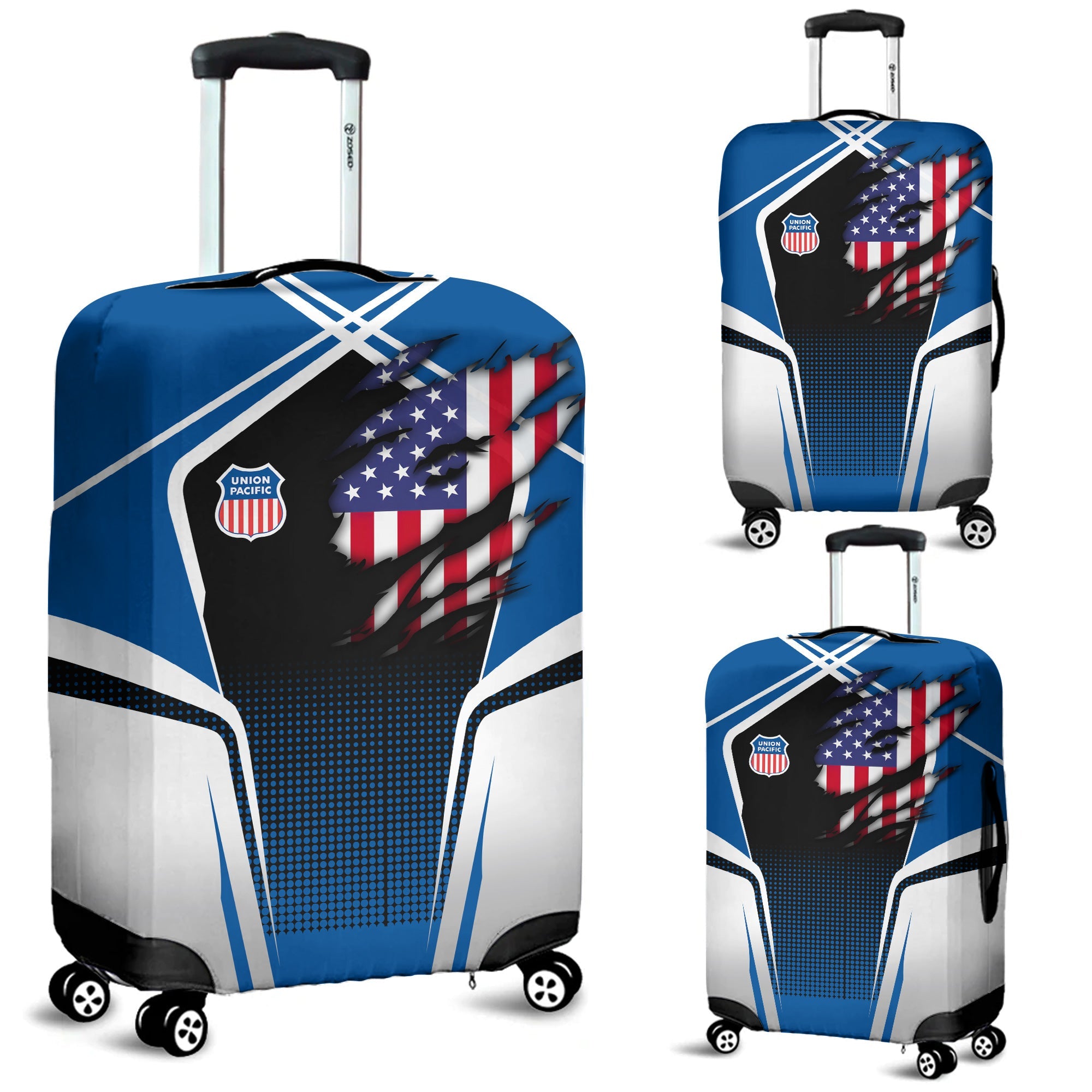 Railspirit Personalized Union Pacific Railroad Luggage Cover American Eagle Vintage Train Big Boy Luggage Protection