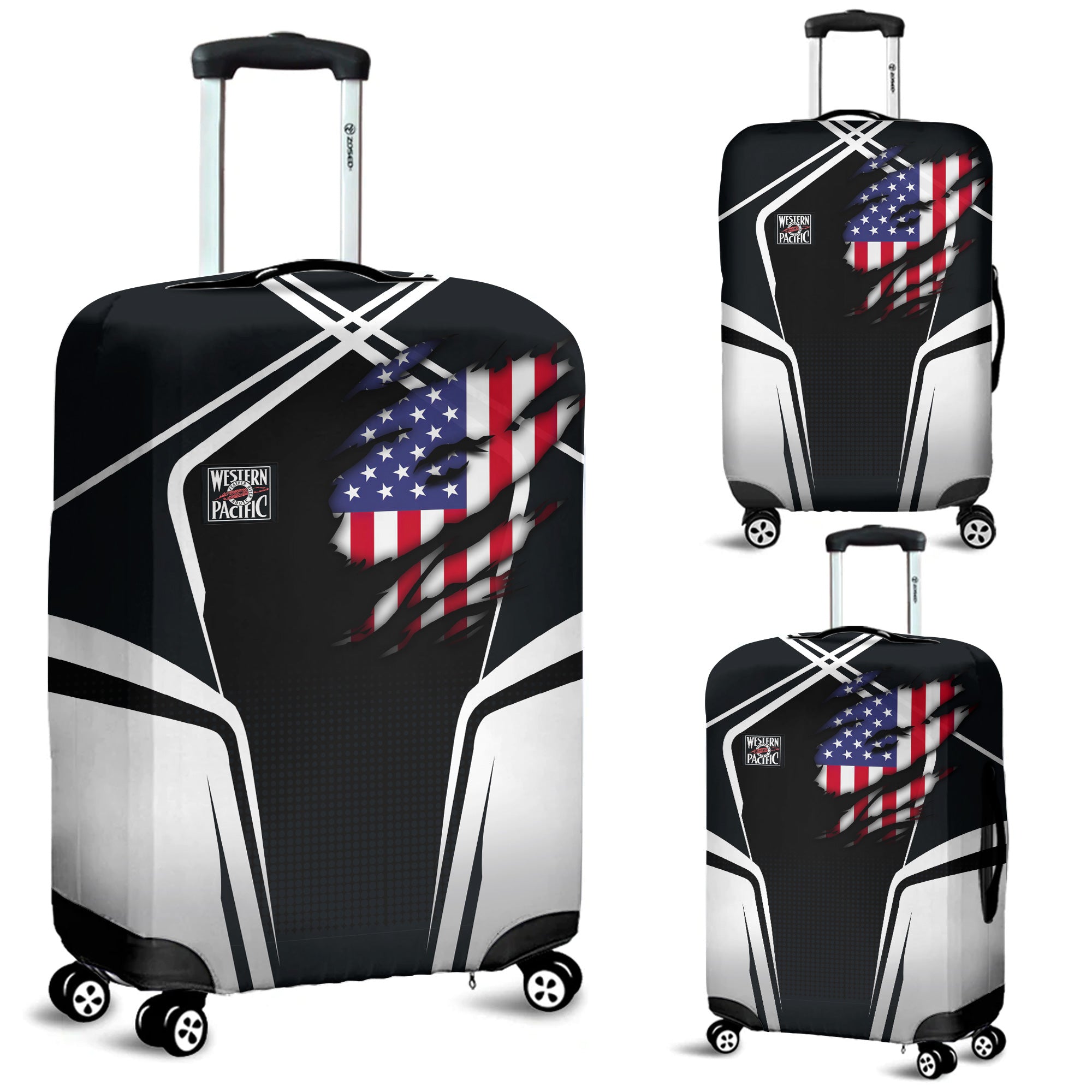 Railspirit Personalized Western Pacific Railroad Luggage Cover American Eagle Vintage Train Luggage Protection