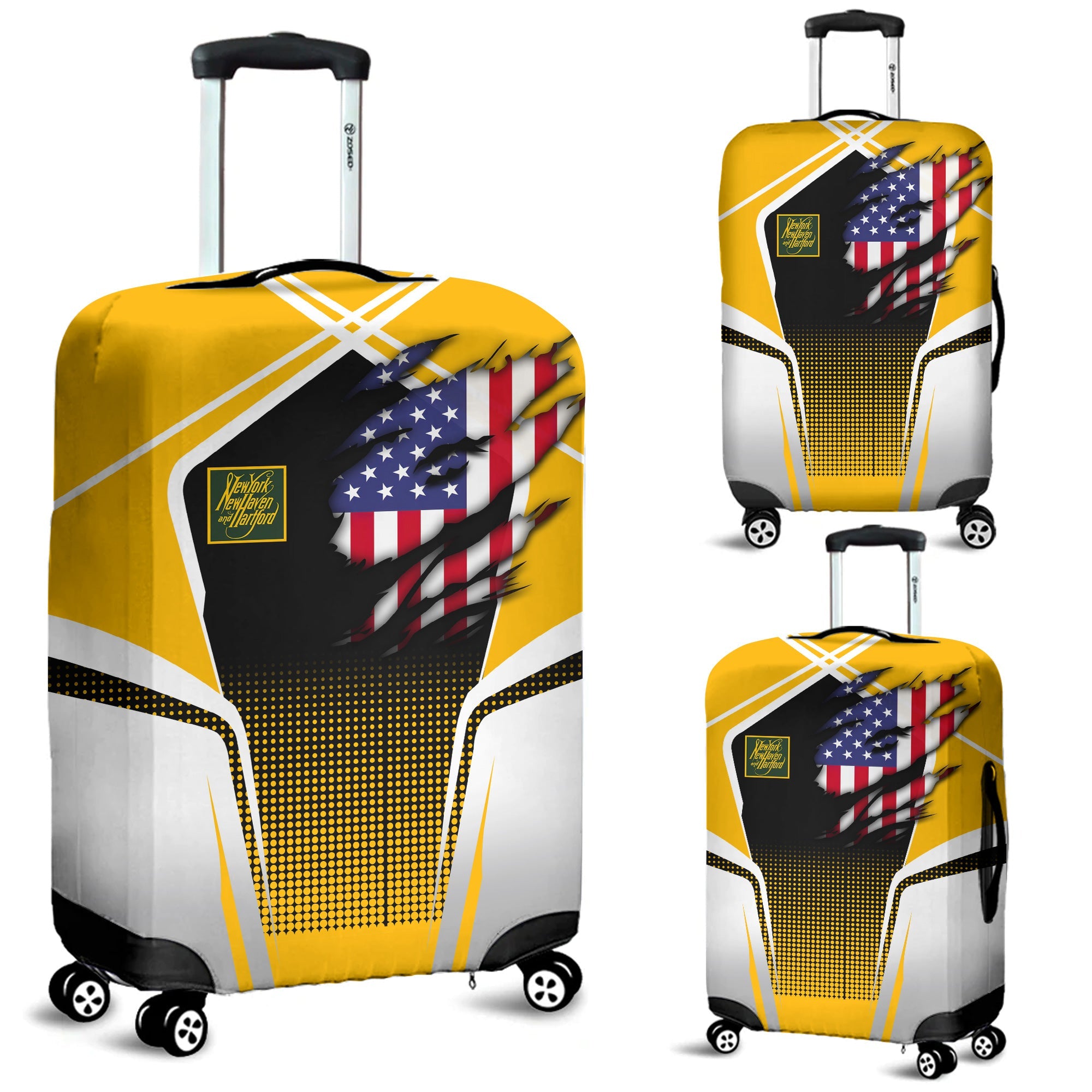 Railspirit Personalized New York, New Haven and Hartford Railroad Luggage Cover American Eagle Vintage Train New Haven Railroad Luggage Protection