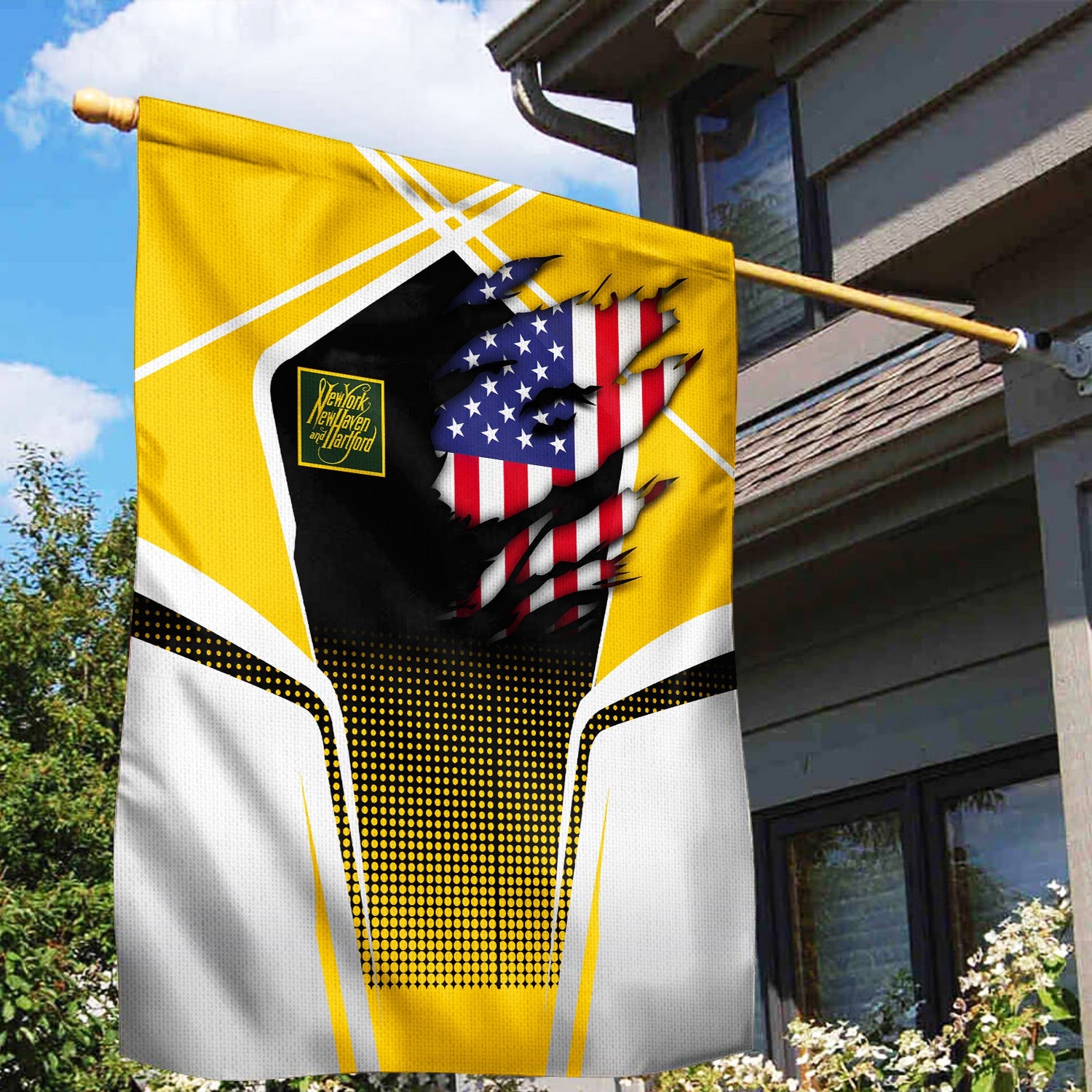 Railspirit Personalized New York, New Haven and Hartford Railroad Garden Flag American Vintage New Haven Railroad All Over Printed Flag