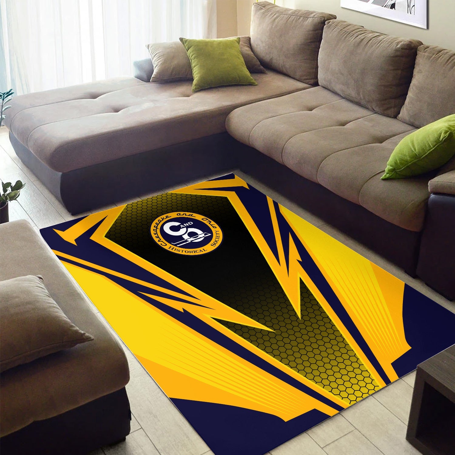 Railspirit Chesapeake and Ohio Railway Area Rug Lightning Graphic Style C&O Rug Gift Idea For Train Lover