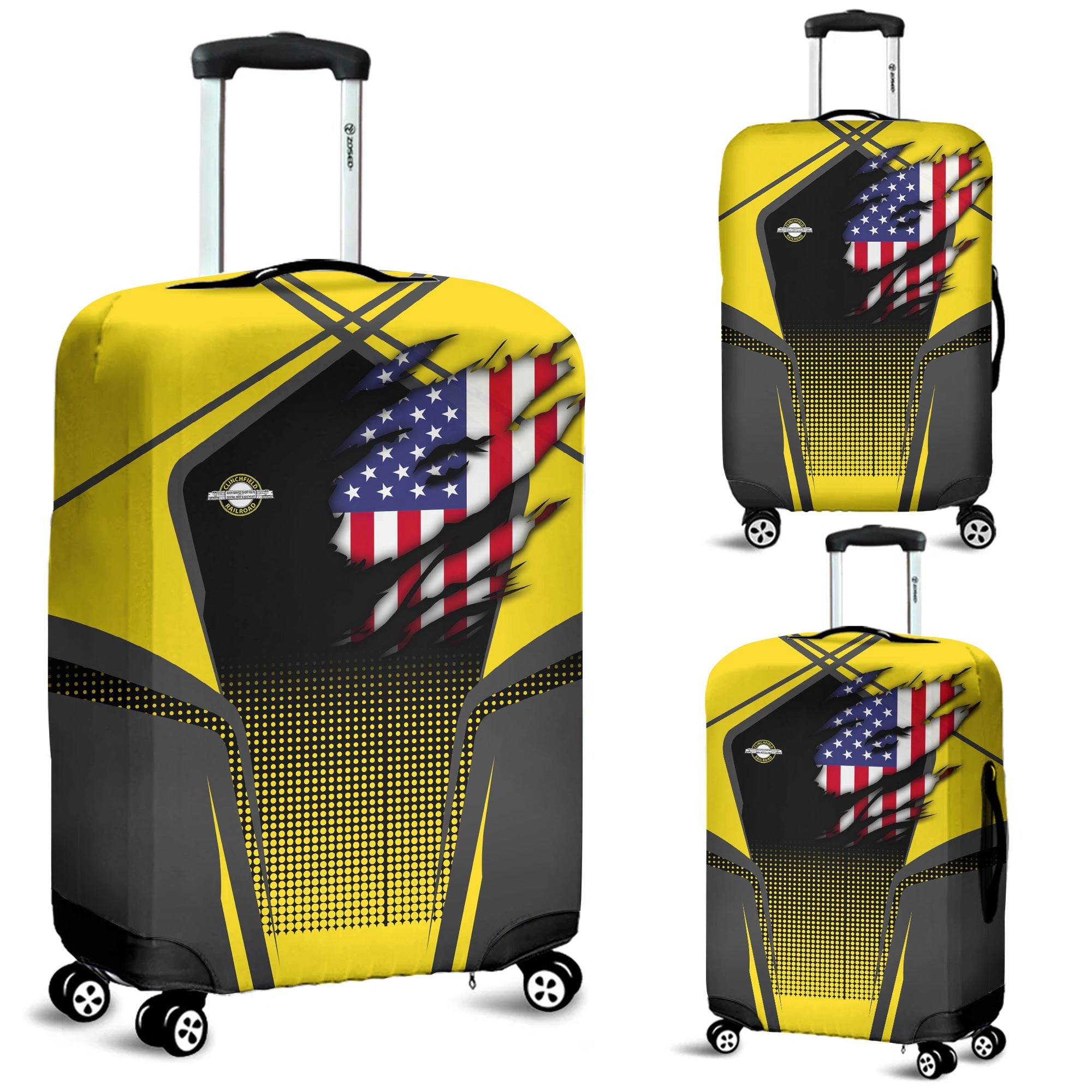 Railspirit Personalized Clinchfield Railroad Luggage Cover American Eagle Vintage Train Luggage Protection