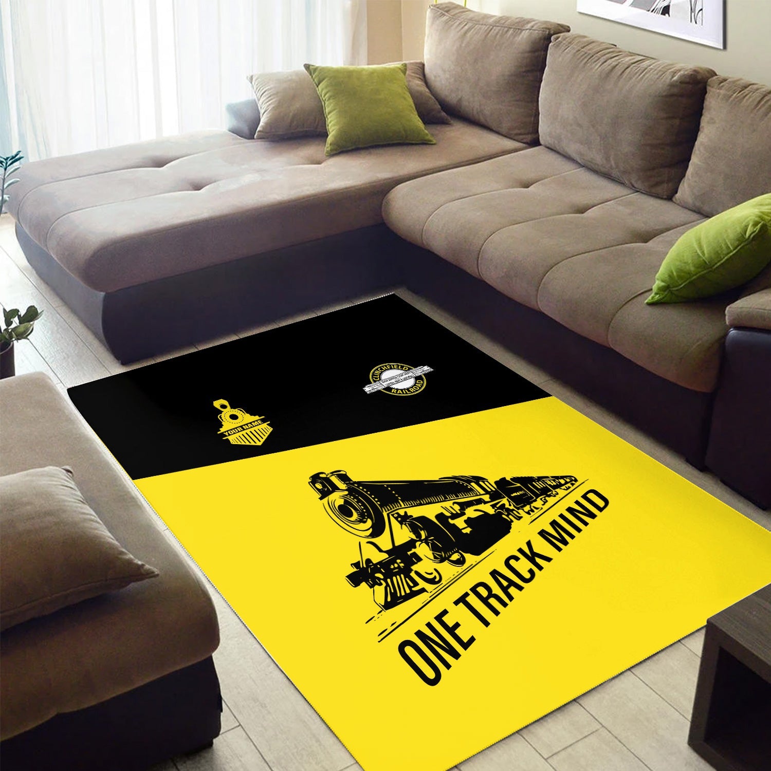 Railspirit Personalized Clinchfield Railroad Area Rug One Track Mind Train Rug Gift Idea For Train Lover