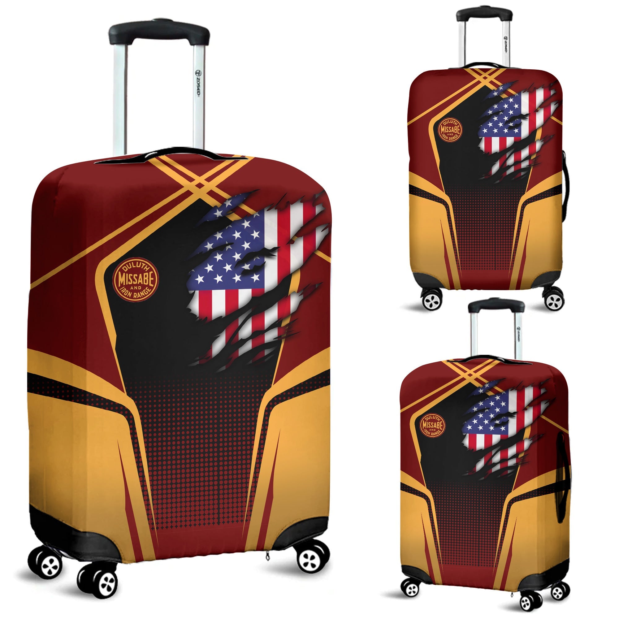 Railspirit Personalized Duluth, Missabe, & Iron Range Railroad Luggage Cover American Eagle Vintage Train Luggage Protection