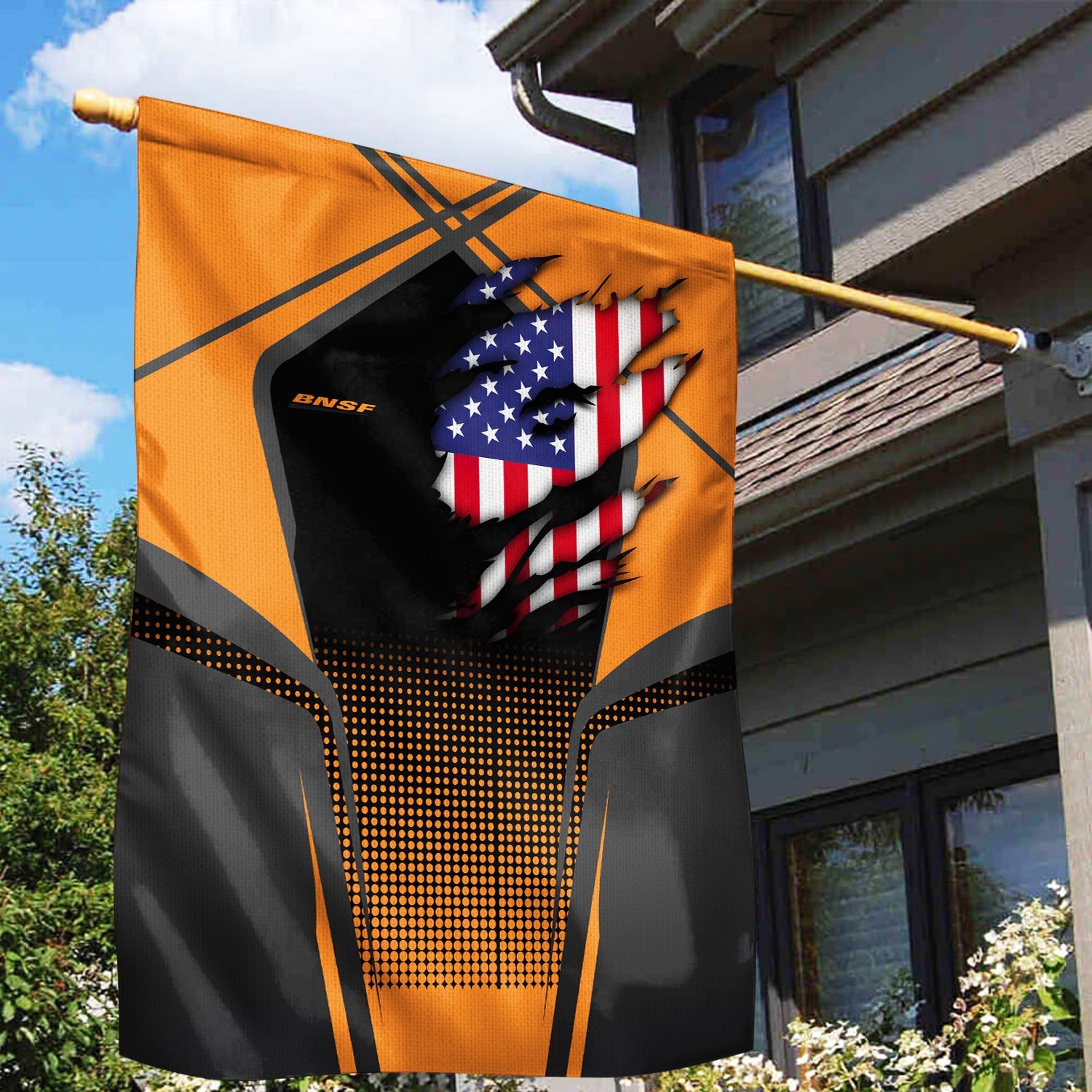 Railspirit Personalized BNSF Railway Garden Flag American Vintage All Over Printed Flag