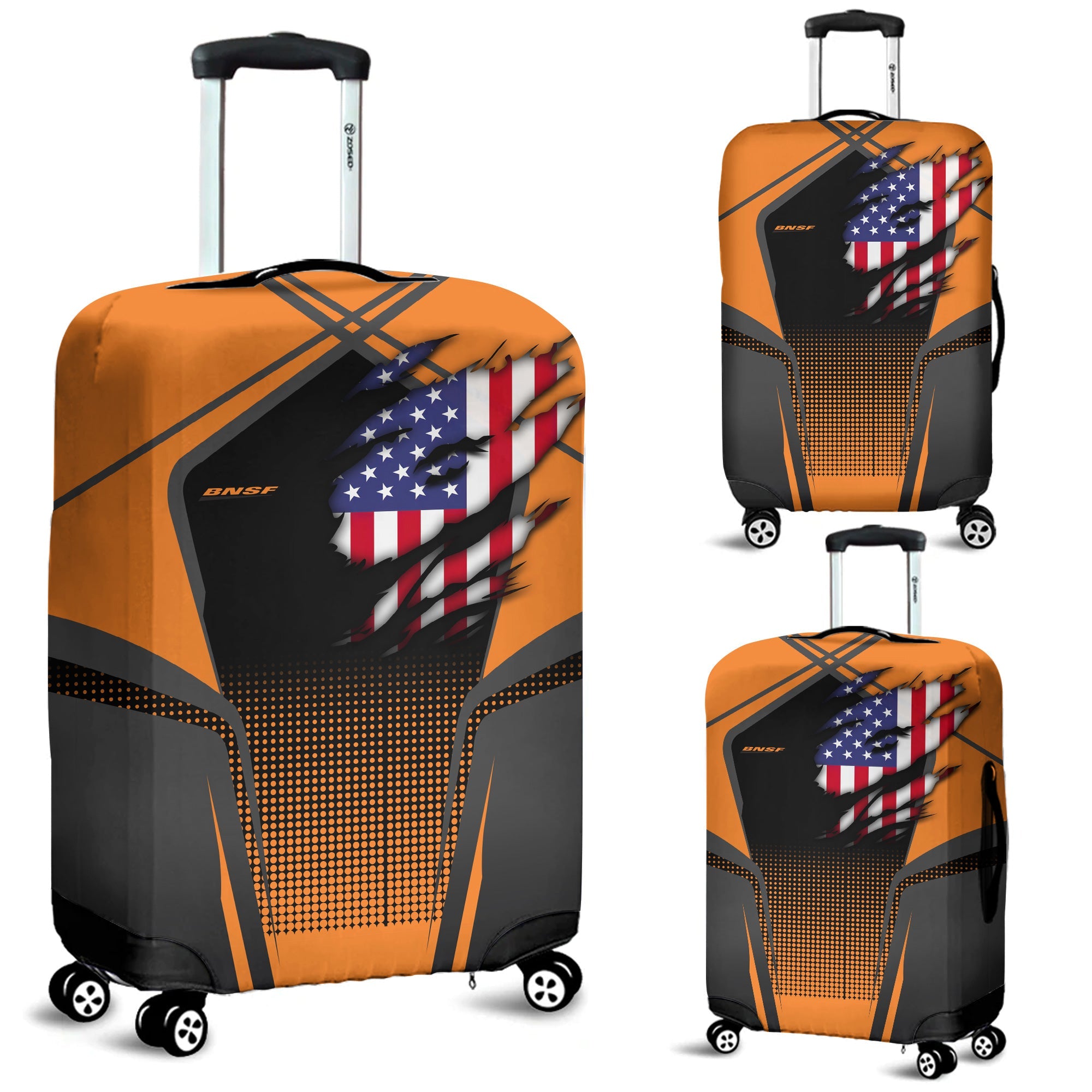 Railspirit Personalized BNSF Railway Luggage Cover American Eagle Vintage Train Luggage Protection