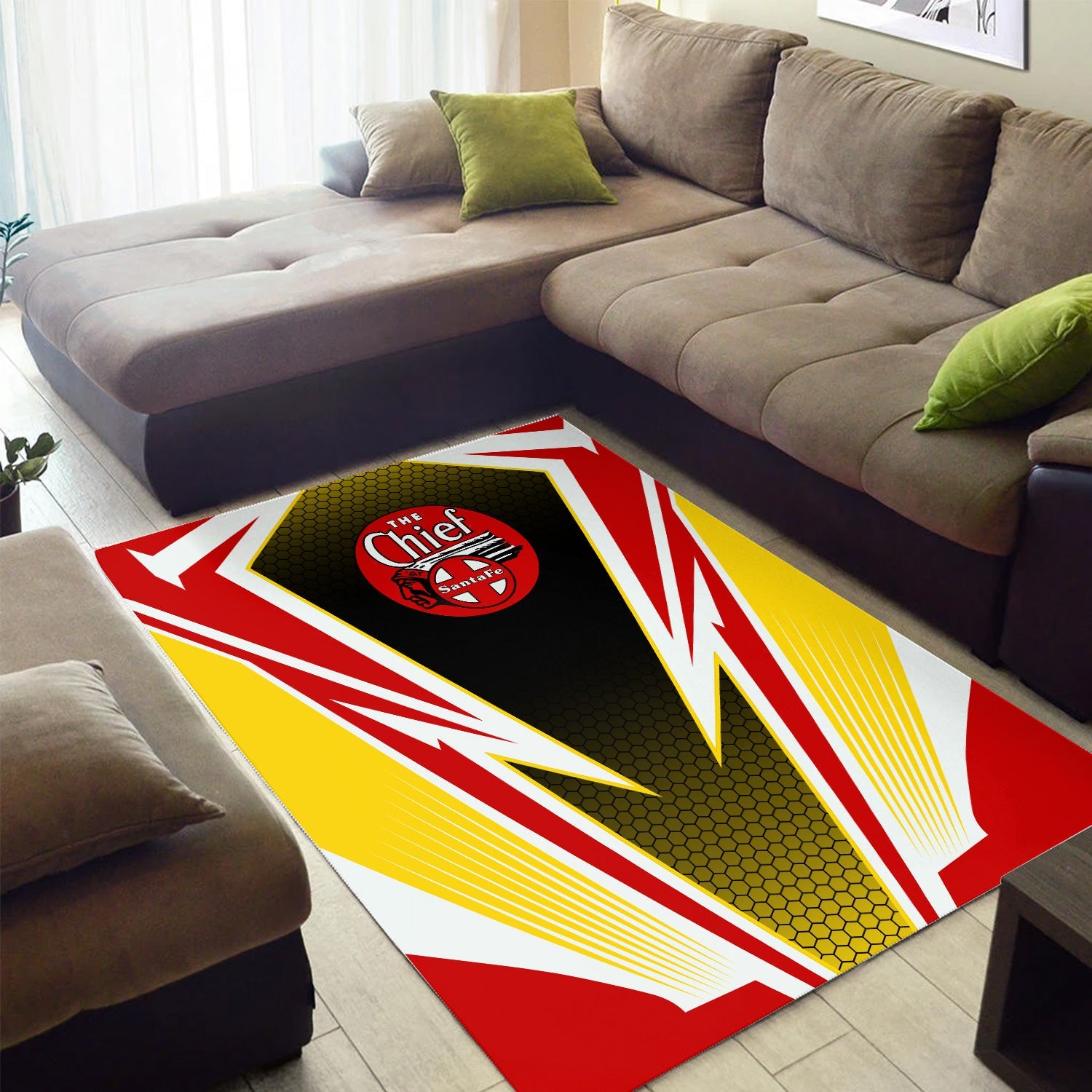 Railspirit The Chief Santa Fe Railroad Area Rug Lightning Graphic Style Rug Gift Idea For Train Lover