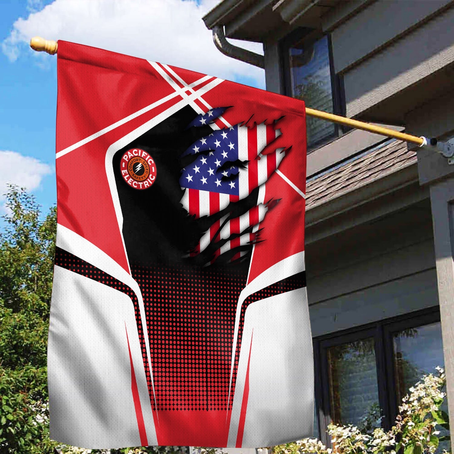 Railspirit Personalized Pacific Electric Railroad Garden Flag American Vintage All Over Printed Flag