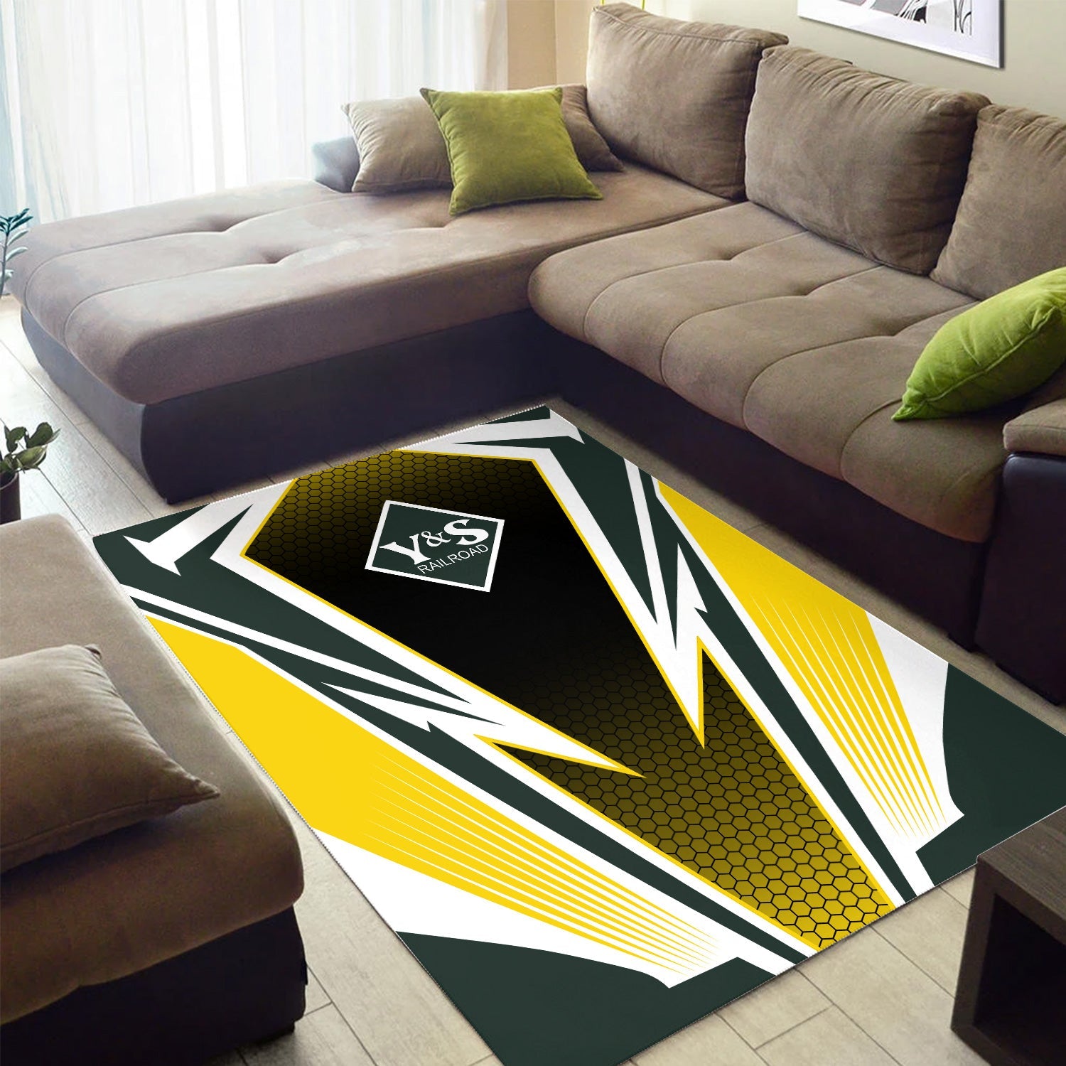 Railspirit Youngstown & Southern Railroad Area Rug Lightning Graphic Style Rug Gift Idea For Train Lover