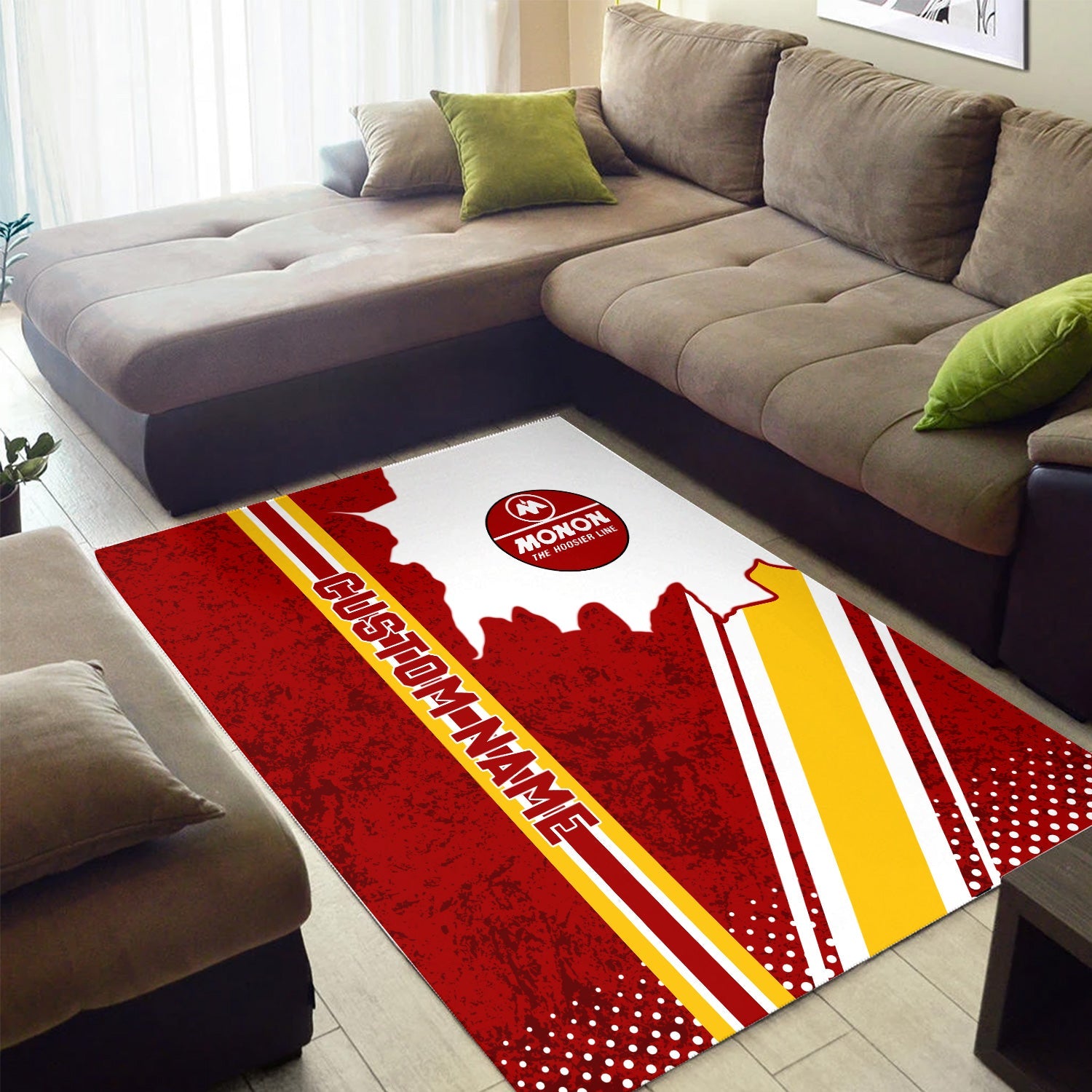 Railspirit Personalized Monon Railroad Area Rug Vintage All Over Printed Rug