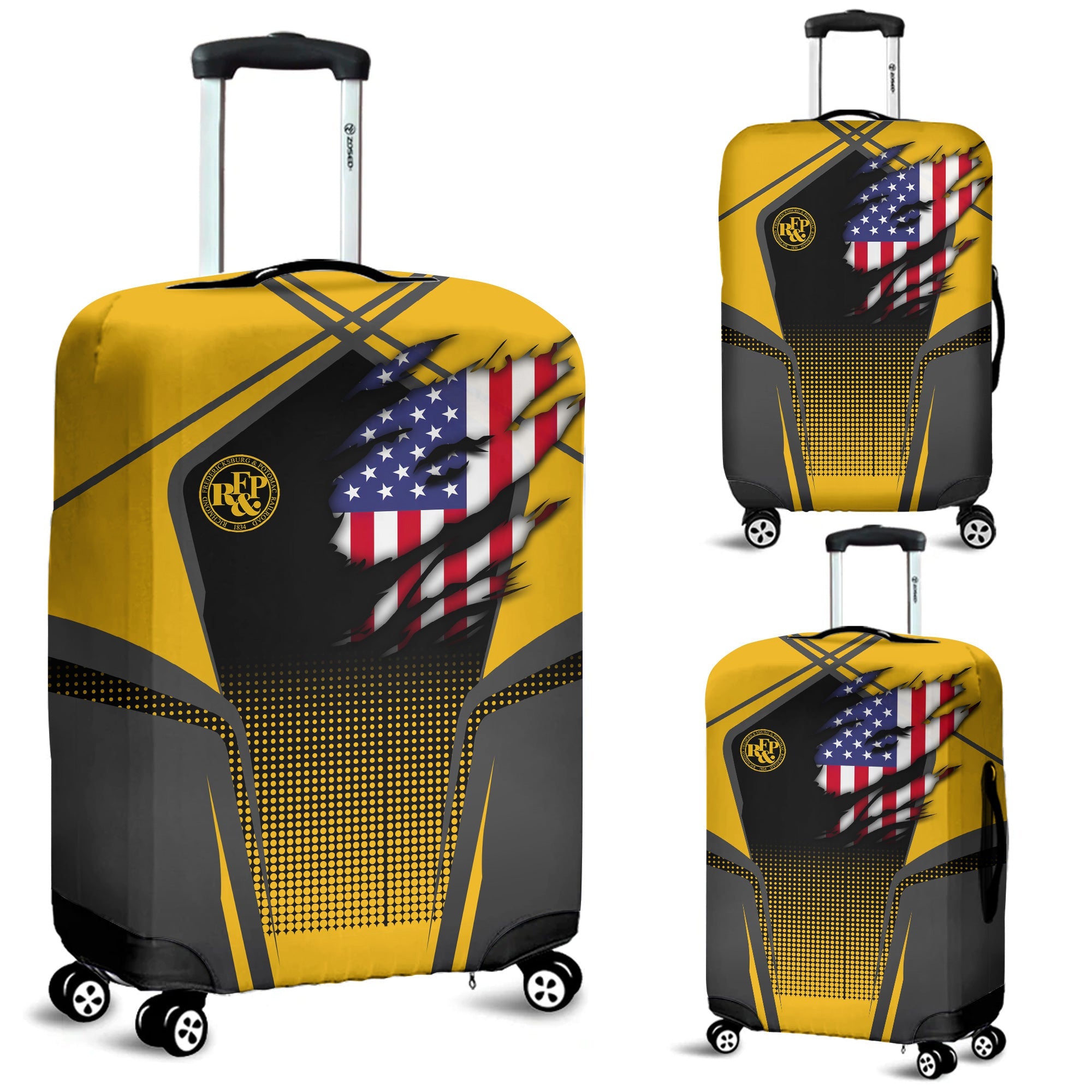 Railspirit Personalized Richmond, Fredericksburg And Potomac Railroad Luggage Cover American Eagle Vintage Train Luggage Protection