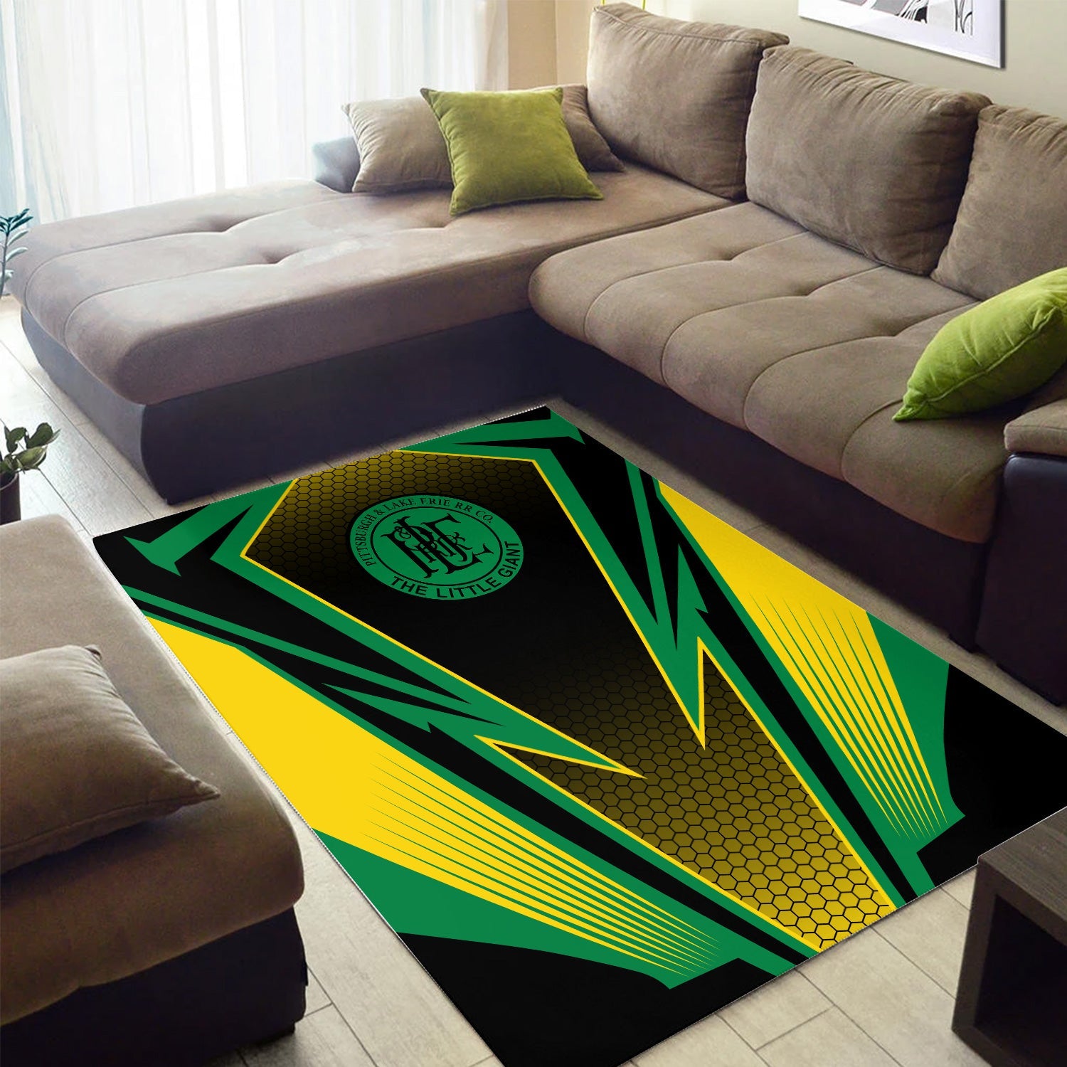 Railspirit Pittsburgh And Lake Erie Railroad Area Rug Lightning Graphic Style Rug Gift Idea For Train Lover