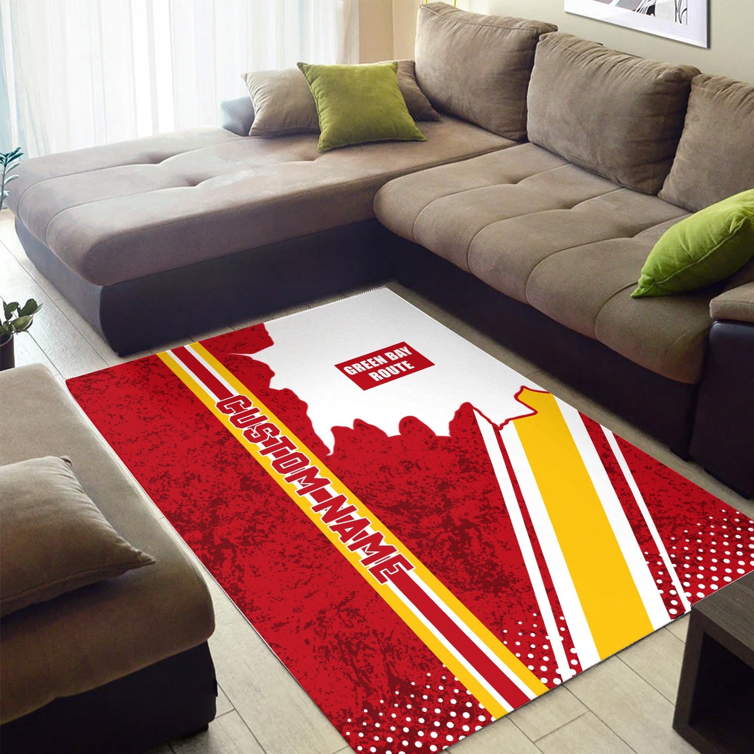 Railspirit Personalized Green Bay & Western Railroad Area Rug Vintage All Over Printed Rug