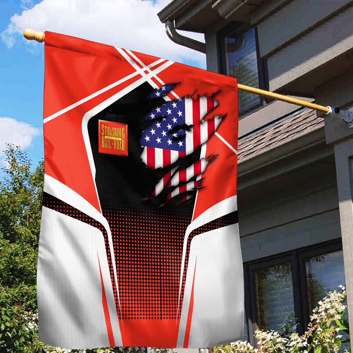 Railspirit Personalized Strasburg Railroad Garden Flag American Vintage All Over Printed Flag