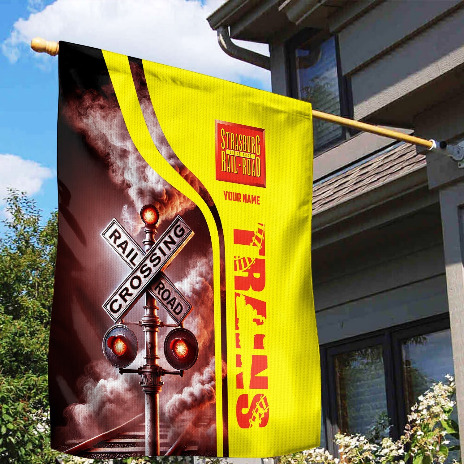 Railspirit Personalized Strasburg Railroad Garden Flag Railroad Crossing Sign Flag All Over Print