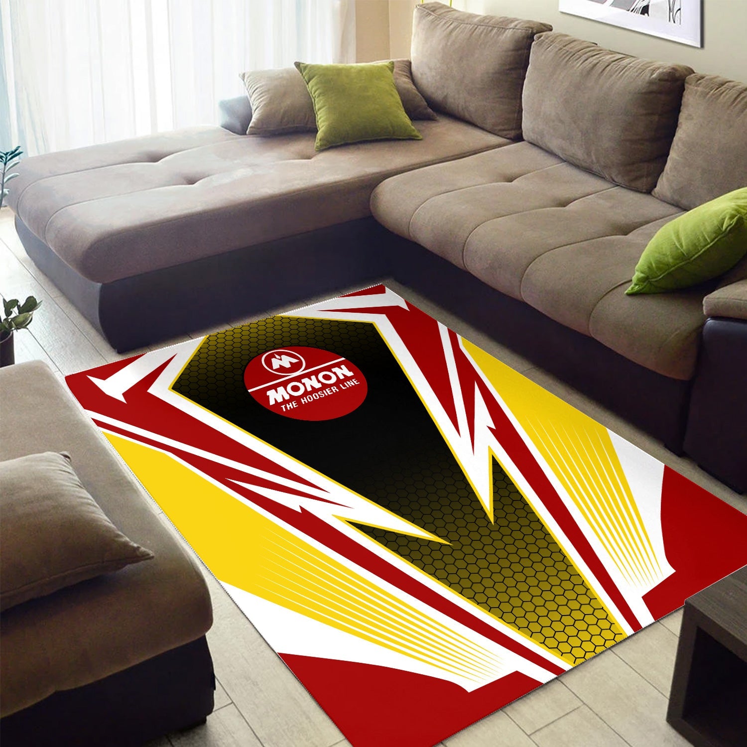 Railspirit Monon Railroad Area Rug Lightning Graphic Style Rug Gift Idea For Train Lover