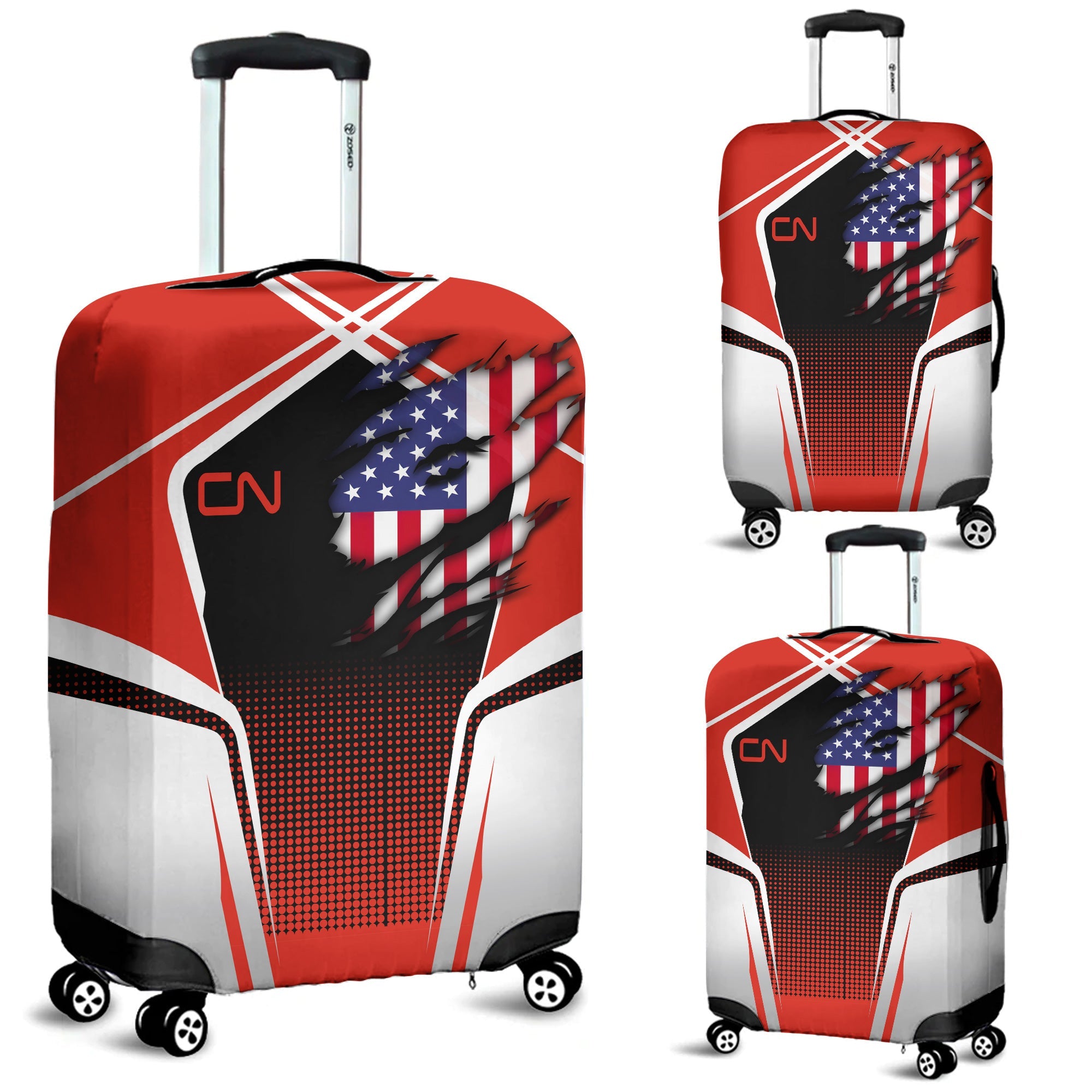 Railspirit Personalized Canadian National Railroad Luggage Cover American Eagle Vintage Train Luggage Protection