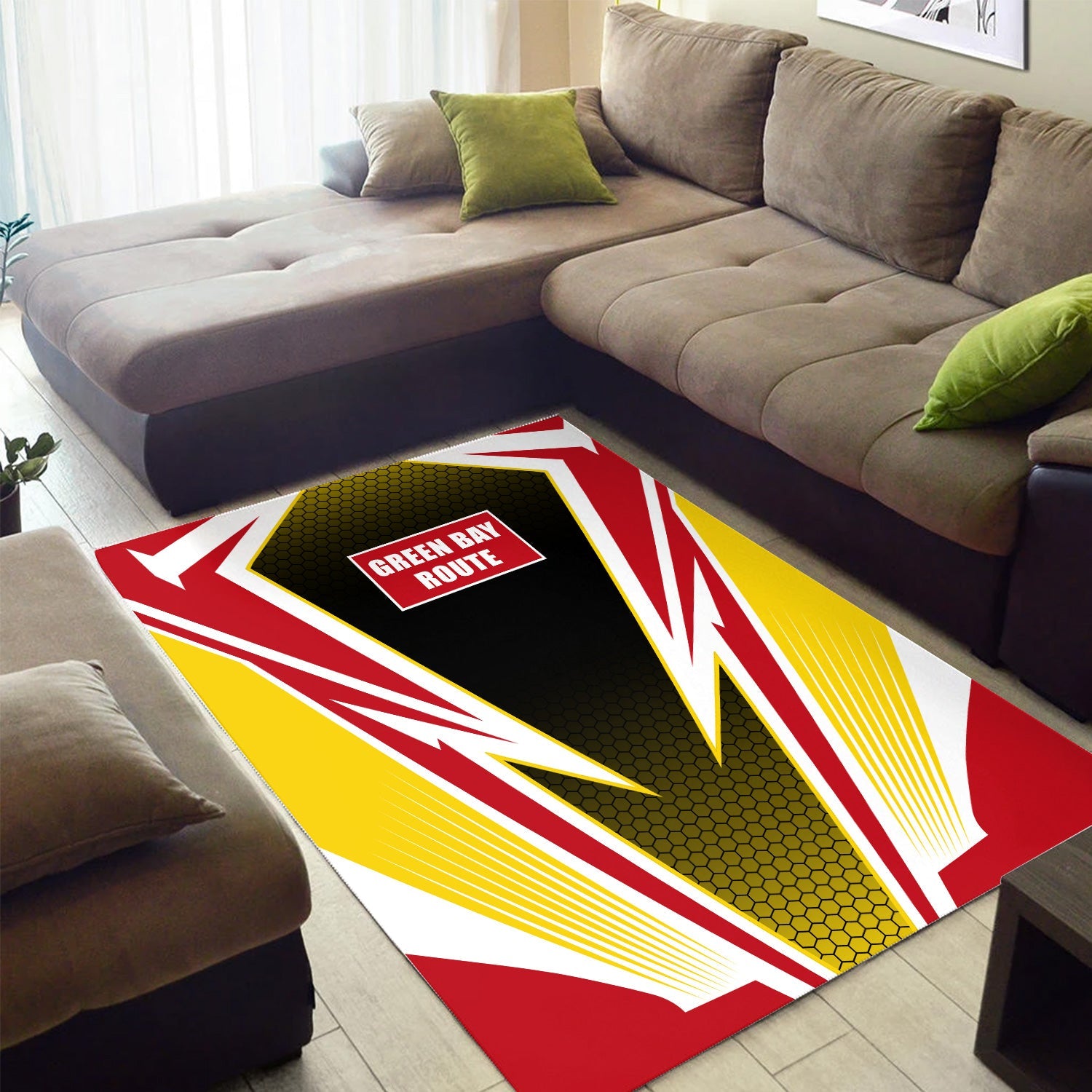 Railspirit Green Bay & Western Railroad Area Rug Lightning Graphic Style Rug Gift Idea For Train Lover