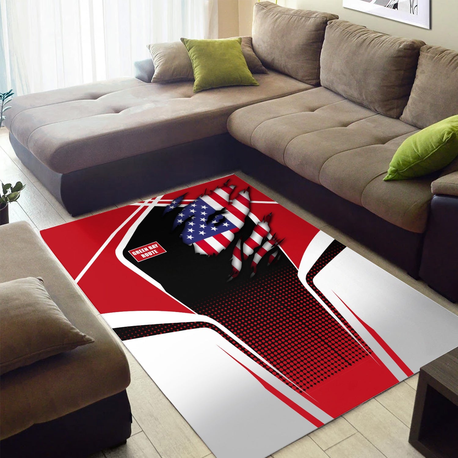 Railspirit Personalized Green Bay & Western Railroad Area Rug American Eagle Vintage Train Rug