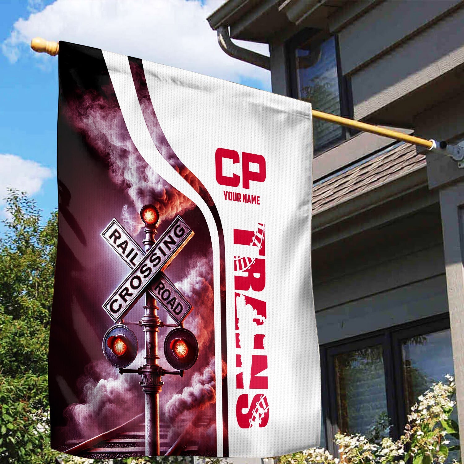 Railspirit Personalized Canadian Pacific Railroad Garden Flag Railroad Crossing Sign Flag All Over Print