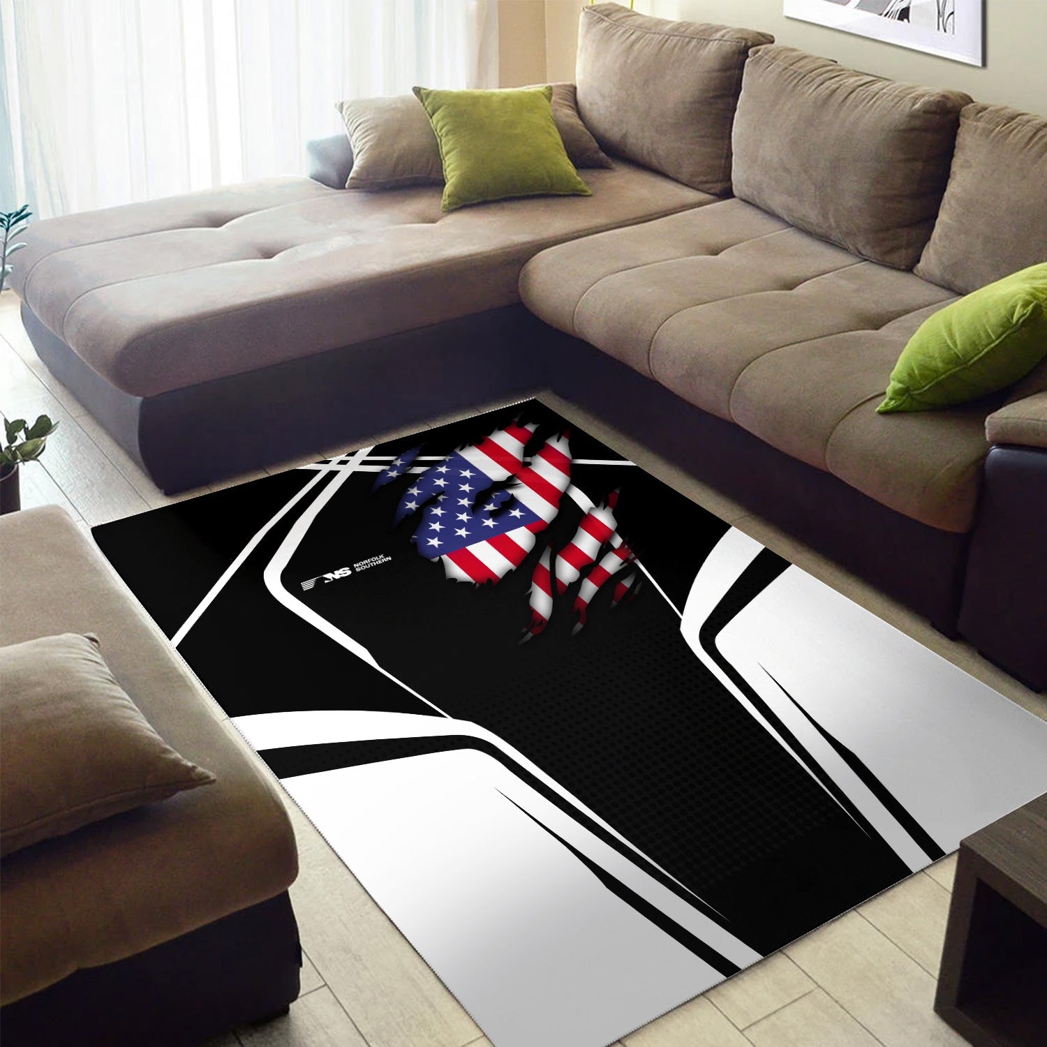 Railspirit Personalized Norfolk Southern Railway Area Rug American Eagle Vintage Train Rug