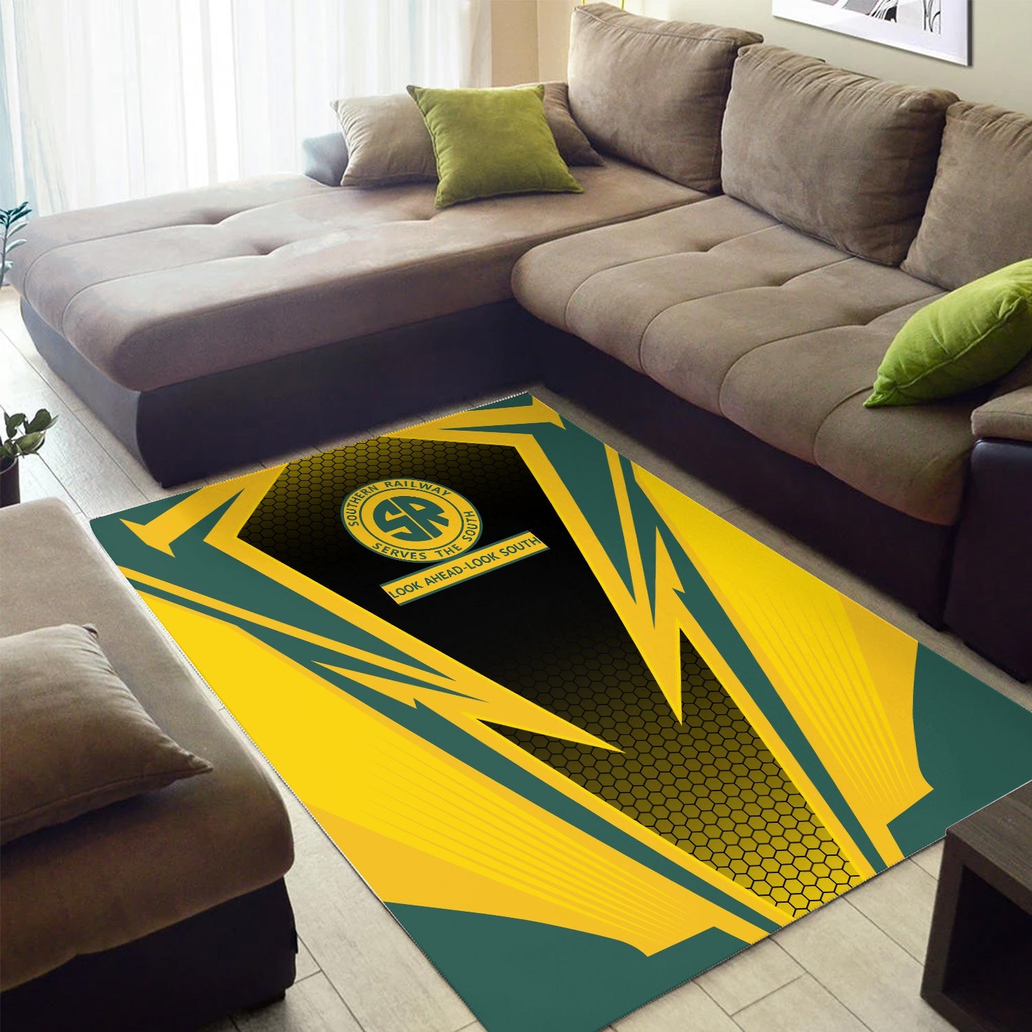 Railspirit Southern Railway U.S Area Rug Lightning Graphic Style SOU Rug Gift Idea For Train Lover