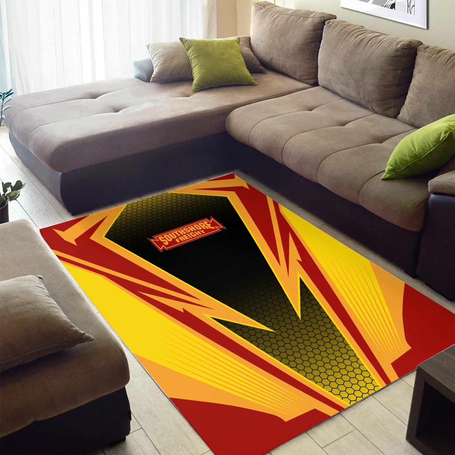 Railspirit Chicago South Shore and South Bend Railroad Area Rug Lightning Graphic Style Rug Gift Idea For Train Lover