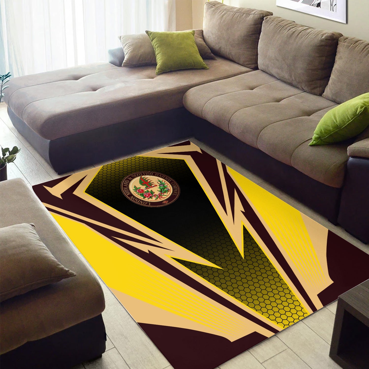 Railspirit London, Midland and Scottish Railway Area Rug Lightning Graphic Style Rug Gift Idea For Train Lover