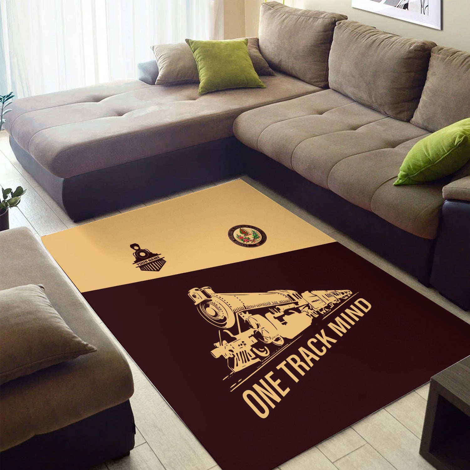 Railspirit Personalized London, Midland and Scottish Railway Area Rug One Track Mind Train Rug Gift Idea For Train Lover