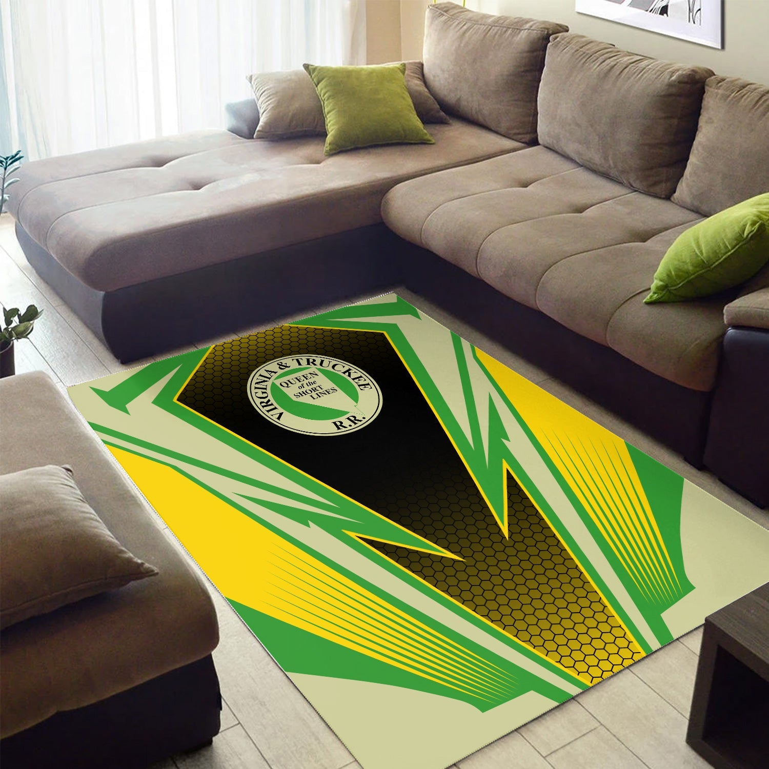 Railspirit Virginia & Truckee Railroad Area Rug Lightning Graphic Style Rug Gift Idea For Train Lover