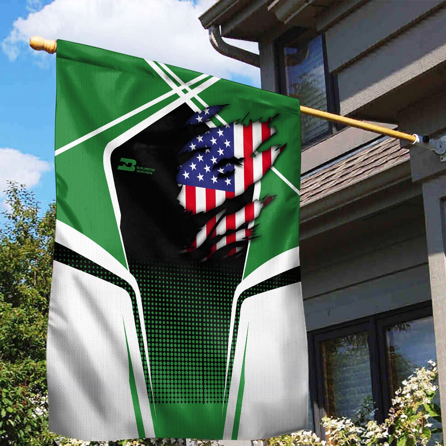 Railspirit Personalized Burlington Northern Railroad Garden Flag American Vintage All Over Printed Flag