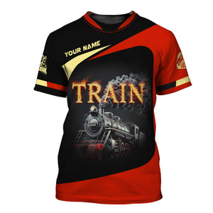 Railspirit Personalized Blazing Steam Train T-Shirt - Locomotive Fan Gift