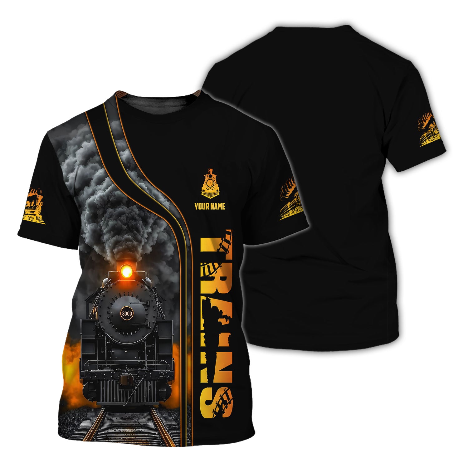 Railspirit Personalized Vintage Steam Train T-Shirt - Perfect Gift for Railfans