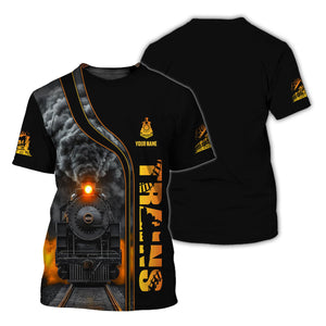 Railspirit Personalized Vintage Steam Train T-Shirt - Perfect Gift for Railfans