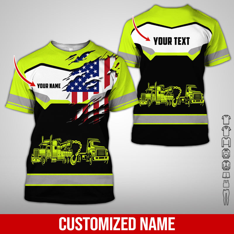 Custom Name Love Towing Truck Clothes, Personalized Tow Driver Gear