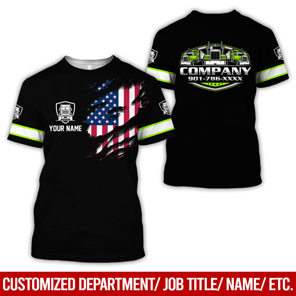 Custom Name Truck American 3D Clothes, Personalized Trucker Gear