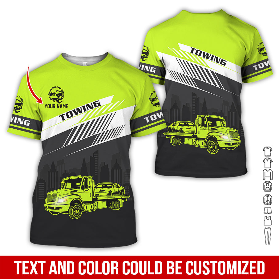 Custom Name Tow Truck Uniform Printed Clothes, Perfect Gift for Trucker Enthusiasts