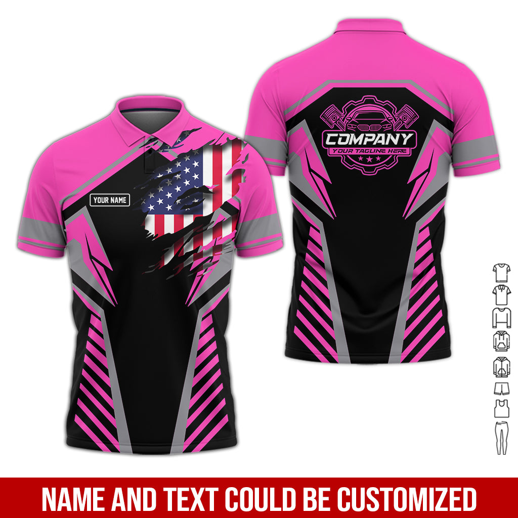 Personalized Diesel Mechanic Shirt, Pink Garage Uniform, Gift for Car Guys & Technicians, Size S to 5XL
