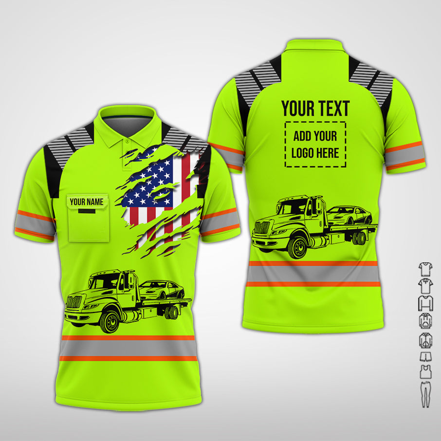 Custom Name Love Tow Truck Clothes, 3D Printed Pocket, Personalized Driver Apparel