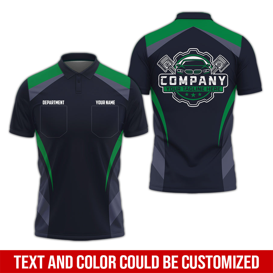 Custom Name Mechanic Shirt, Unisex Green Crew Shirt for Automotive Workers, Perfect Gift for Him, 3D Printed Pocket Shirt