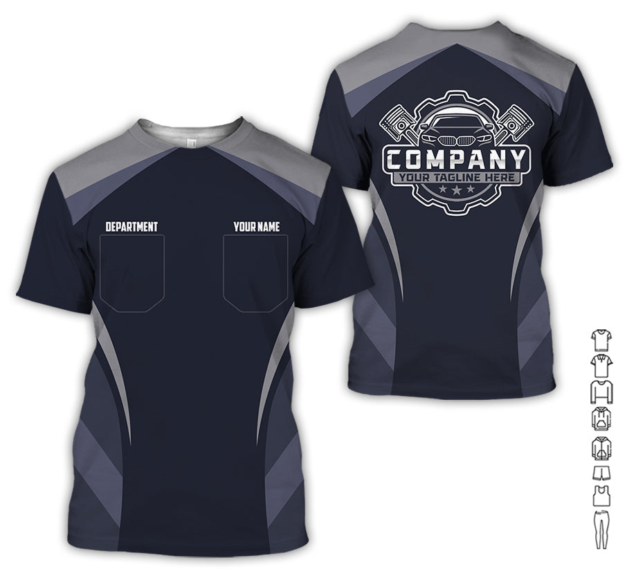 Custom Name Mechanic Shirt, Unisex Grey Crew Shirt for Automotive Workers, Perfect Gift for Him, Size S to 5XL