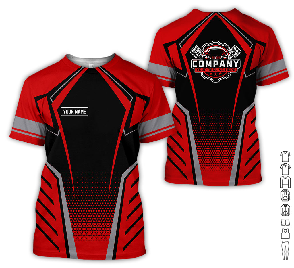 Personalized Garage Uniform in Classic Red, Mechanic Work Shirt for Men and Women, Perfect for Birthday or Husband, or Boyfriend