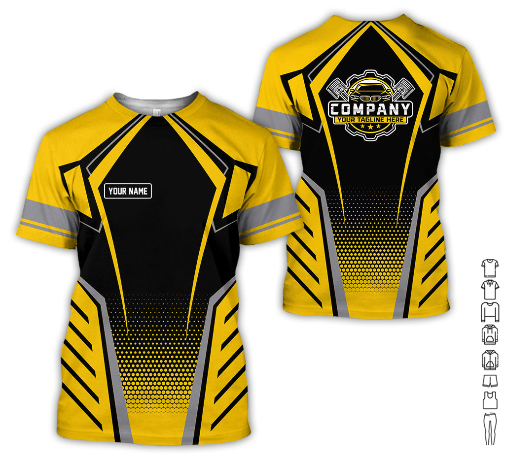 Personalized Garage Uniform in Classic Yellow, Mechanic Work Shirt for Men and Women, Perfect for Birthday or Husband, or Boyfriend