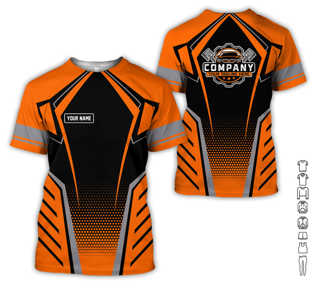 Personalized Garage Uniform in Classic Orange, Mechanic Work Shirt for Men and Women, Perfect for Birthday or Husband, or Boyfriend