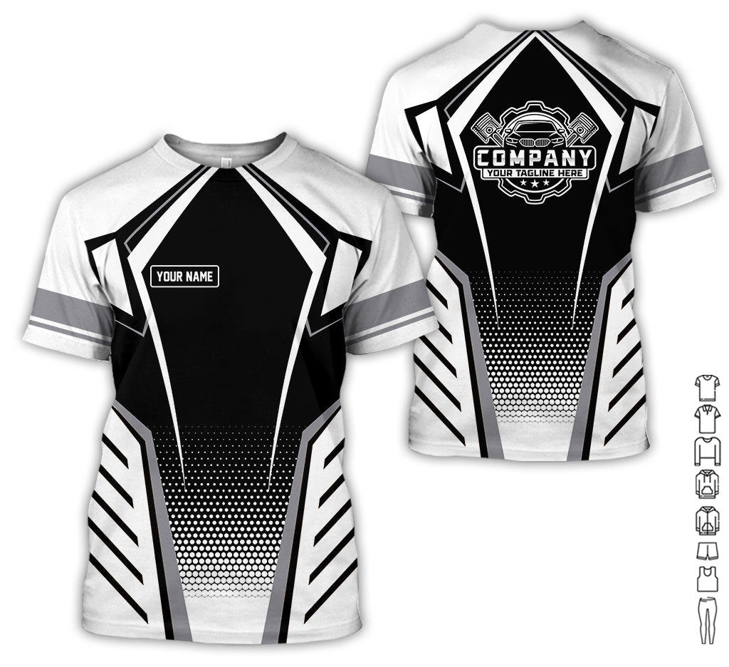 Personalized Garage Uniform in Classic White, Mechanic Work Shirt for Men and Women, Perfect for Birthday or Husband, or Boyfriend