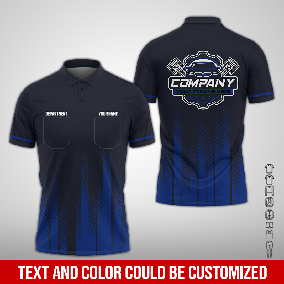 Personalized Mechanic Shirt in Navy, 3D Printed Pocket Mechanic Shirt, Custom Name Work Shirt for Car Repair Technicians, Great Gift for Men