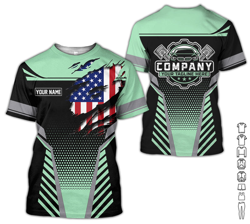 Personalized Work Shirt for Mechanics, Perfect Gift for Car Guys, Diesel Techs, and Shop Crews, Seafoam Color, Work-Ready Fit