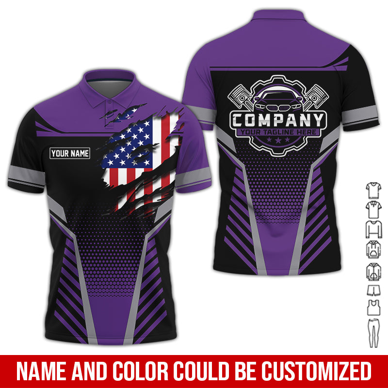 Personalized Work Shirt for Mechanics, Perfect Gift for Car Guys, Diesel Techs, and Shop Crews, Purple Color, Work-Ready Fit