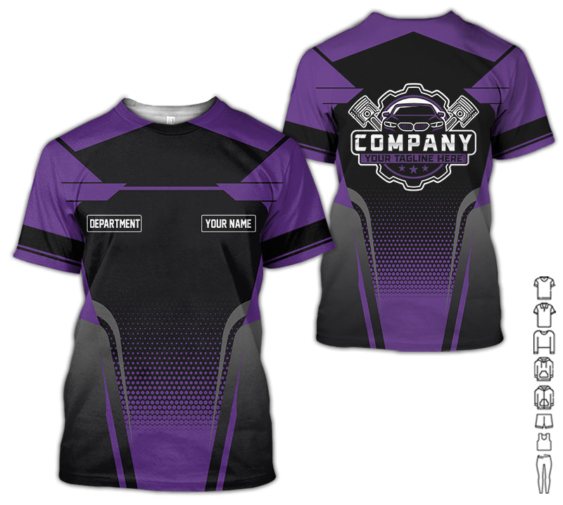 Personalized Name Mechanic Shirt, Mechanic Shirt in Purple, Gift Idea for Auto Technicians, Best Custom Mechanic Shirt