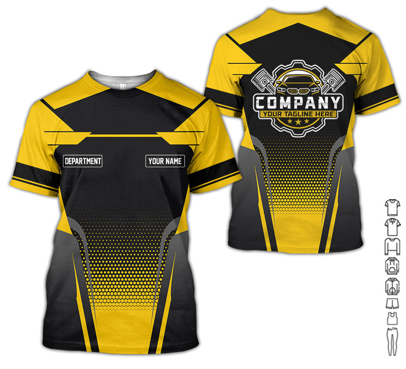 Personalized Name Mechanic Shirt, Mechanic Shirt in Yellow, Gift Idea for Auto Technicians, Best Custom Mechanic Shirt